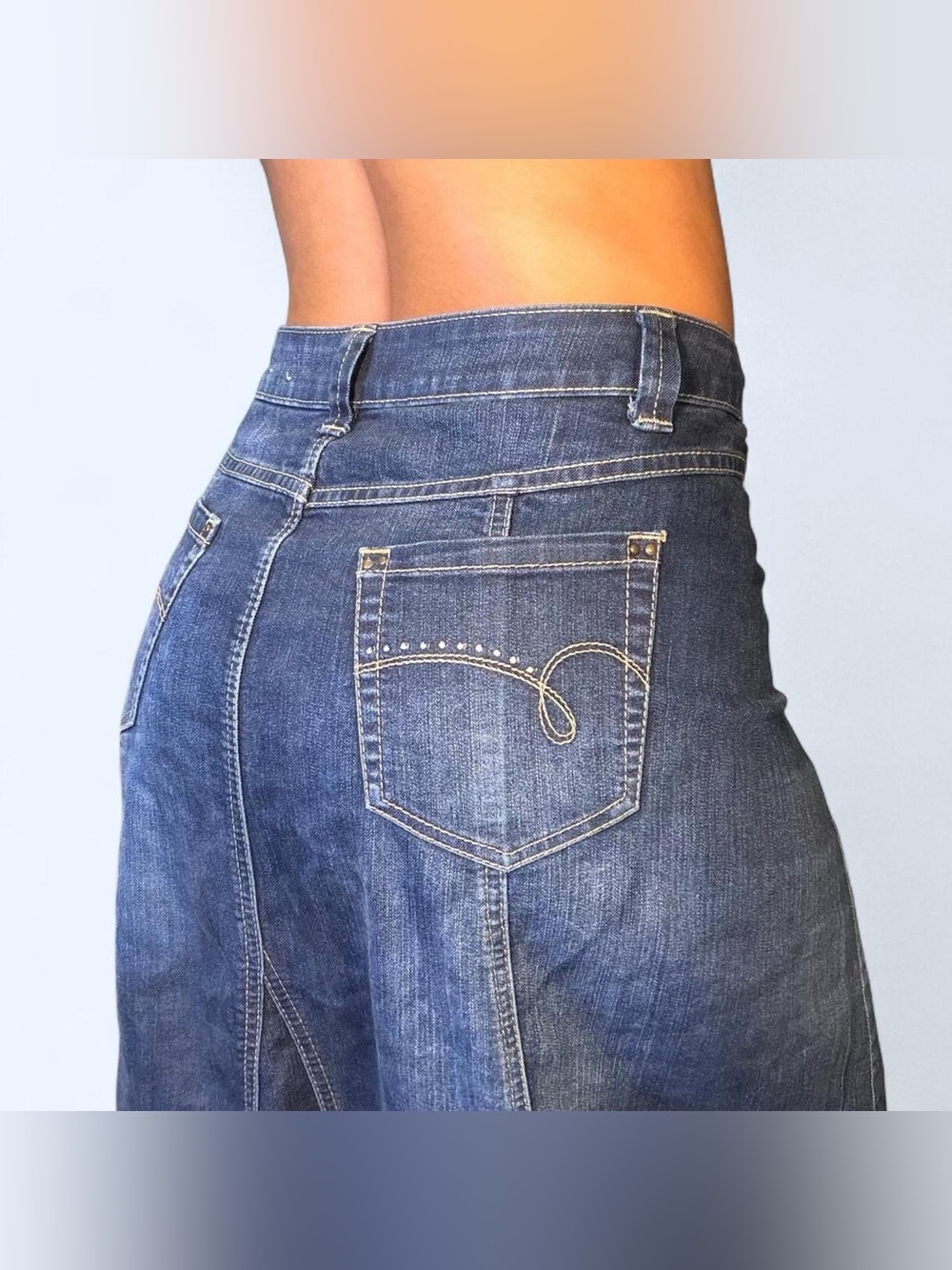 Y2K Grunge Denim Rhinestone Skirt by Fashion Bug!